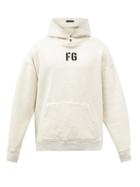Fear Of God - Flocked-logo Cotton-jersey Hooded Sweatshirt - Mens - Cream