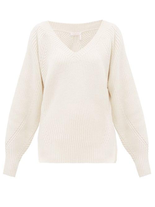 Matchesfashion.com See By Chlo - V Neck Wool Blend Sweater - Womens - Ivory