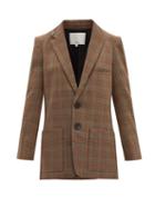 Matchesfashion.com Tibi - James Single Breasted Checked Blazer - Womens - Brown