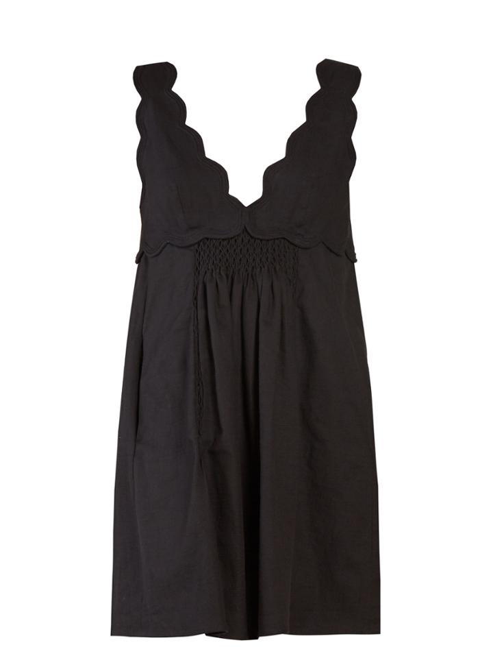 Isabel Marant Wilby Scalloped-edge Smocked-front Dress