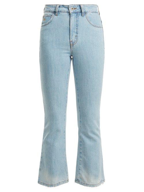 Matchesfashion.com Attico - Distressed Kick Flare Cropped Jeans - Womens - Denim