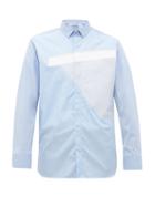 Matchesfashion.com Neil Barrett - Panelled Multi Pinstriped Cotton Blend Shirt - Mens - Blue Multi