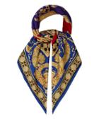 Matchesfashion.com Versace - Baroque And Leopard Print Silk Twill Scarf - Mens - Red