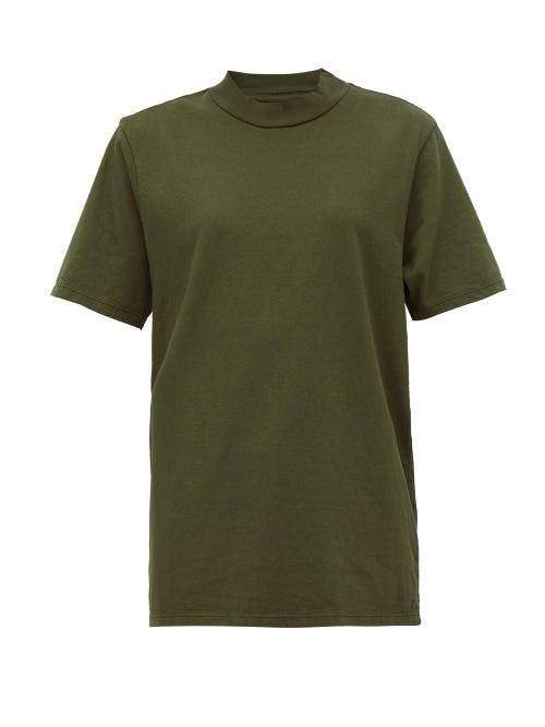 Matchesfashion.com Les Tien - High Neck Cotton Jersey T Shirt - Womens - Khaki