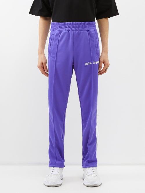 Palm Angels - Logo-print Striped Jersey Track Pants - Mens - Purple White
