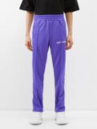 Palm Angels - Logo-print Striped Jersey Track Pants - Mens - Purple White
