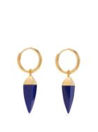 Matchesfashion.com Theodora Warre - Lapis Lazuli Spike Gold Plated Hoop Earrings - Womens - Blue