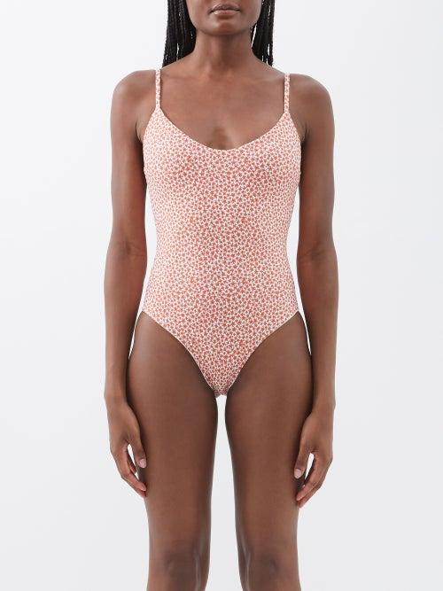 Matteau - The Scoop Floral-print Recycled-nylon Swimsuit - Womens - Orange Print