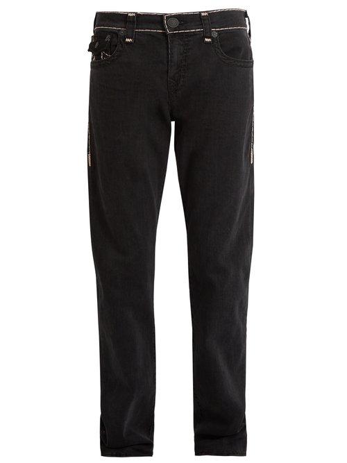 Matchesfashion.com True Religion - Washed Contrast Trim Straight Leg Jeans - Mens - Grey