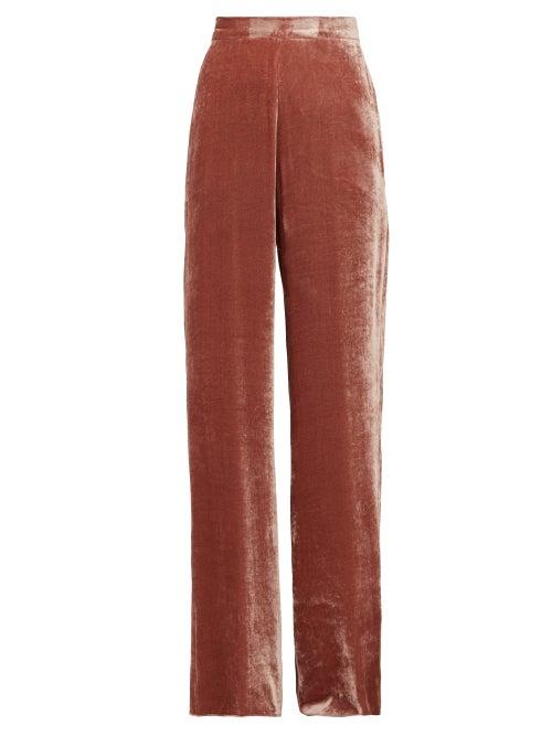 Matchesfashion.com Etro - Wide Leg Velvet Palazzo Trousers - Womens - Pink