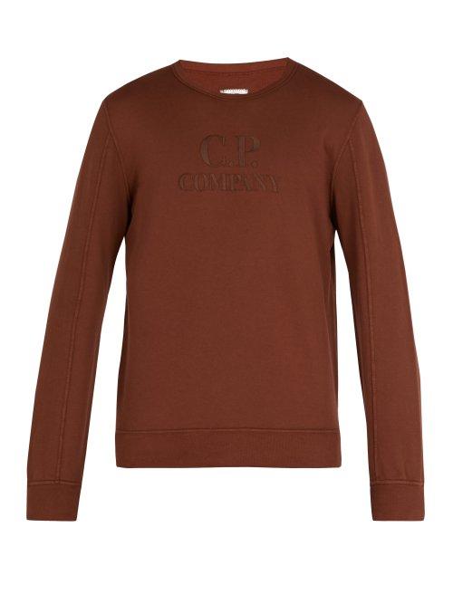 Matchesfashion.com C.p. Company - Logo Embroidered Crew Neck Sweatshirt - Mens - Brown