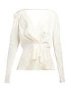 Matchesfashion.com Johanna Ortiz - Pale Young Eyes Polka Dot Satin Jacquard Top - Womens - Ivory