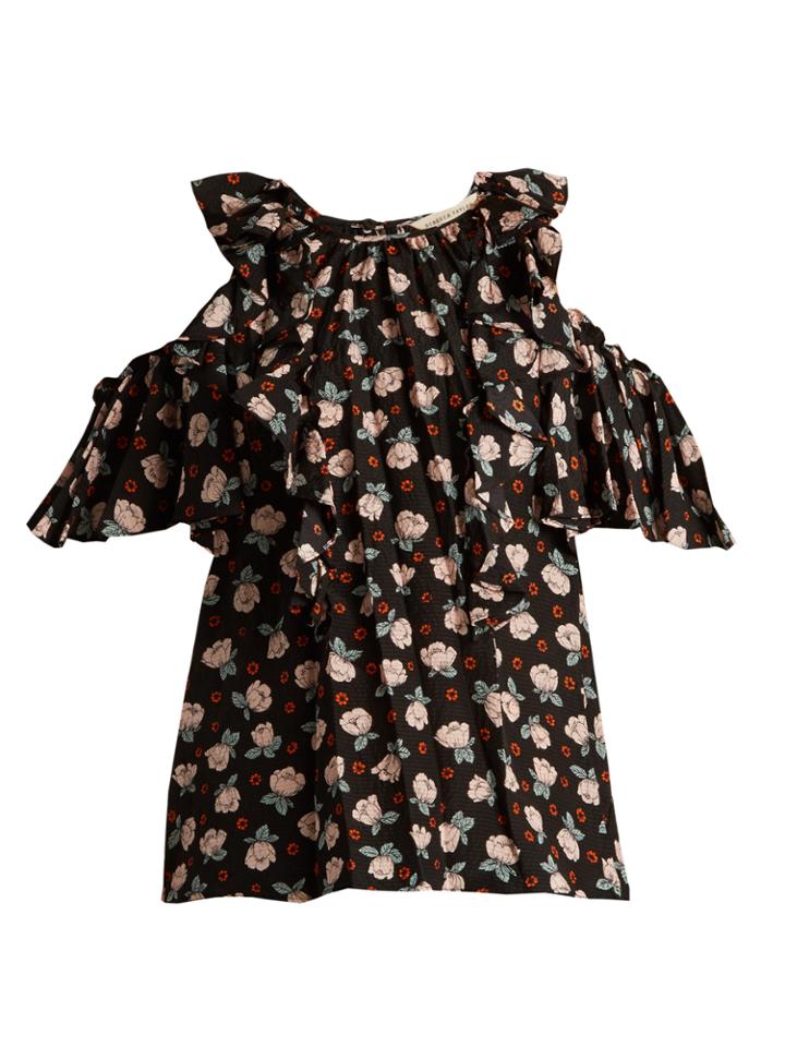 Rebecca Taylor Rosalie Floral-print Cut-out Shoulder Silk Top