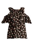 Rebecca Taylor Rosalie Floral-print Cut-out Shoulder Silk Top
