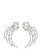 Matchesfashion.com Alessandra Rich - Curved Crystal Drop Earrings - Womens - Crystal