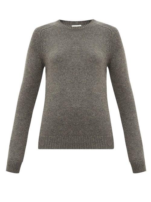 Matchesfashion.com Saint Laurent - Round-neck Camel-hair Sweater - Womens - Grey