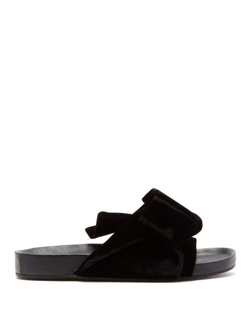 Matchesfashion.com No. 21 - Fusbett Twisted Knot Velvet Slides - Womens - Black