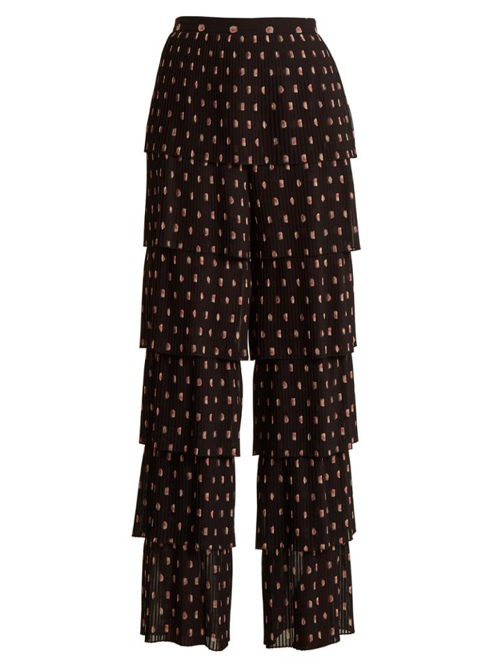 Vilshenko Lyeta Mini Peony-print Pleated-georgette Trousers