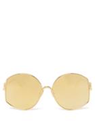 Loewe - Oversized Mirrored Round Metal Sunglasses - Womens - Gold