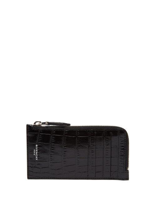 Matchesfashion.com Givenchy - Crocodile Effect Leather Cardholder - Mens - Black