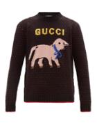 Matchesfashion.com Gucci - Lamb Logo Intarsia Wool Sweater - Mens - Black