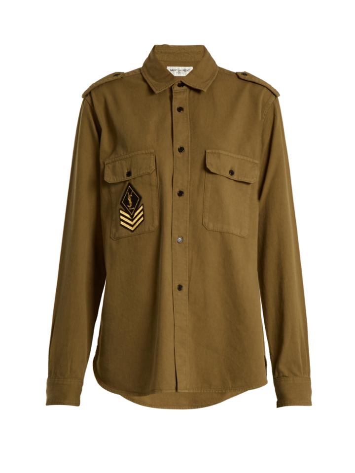 Saint Laurent Oversized Cotton Military Shirt