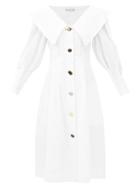 Rejina Pyo - Milo Exaggerated-collar Cotton-seersucker Dress - Womens - Ivory