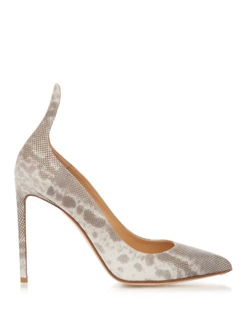 Francesco Russo Point-toe Snakeskin Pumps