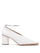 Matchesfashion.com Jil Sander - Studded Welt Square Toe Leather Pumps - Womens - White
