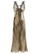 Maria Lucia Hohan Nickole Lace-trimmed Silk Lam Slip Dress