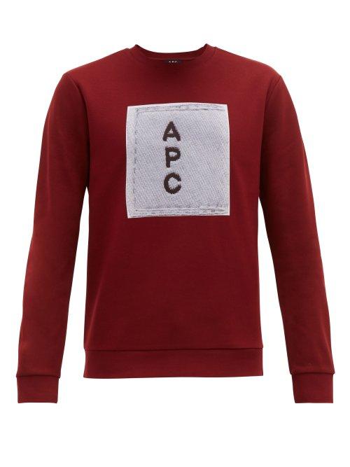 Matchesfashion.com A.p.c. - Coday Logo Print Cotton Jersey Sweatshirt - Mens - Red