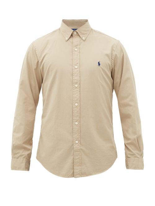 Matchesfashion.com Polo Ralph Lauren - Logo-embroidered Featherweight Cotton-twill Shirt - Mens - Brown