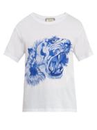 Matchesfashion.com Gucci - Tiger Print Cotton T Shirt - Mens - White Multi