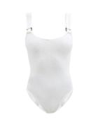 Hunza G - Domino Square-neck Crinkle-jersey Swimsuit - Womens - White / Ivory