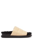 Matchesfashion.com Marni - Quilted Leather Shearling Lined Slides - Womens - Black Nude