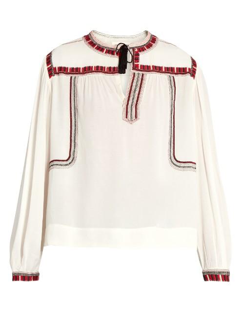 Isabel Marant Étoile Cabella Embroidered Peasant Blouse