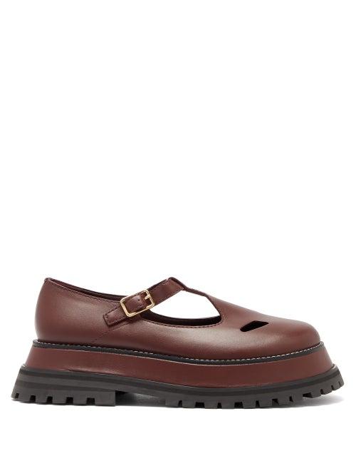 Matchesfashion.com Burberry - Aldwych Flatform Leather Dolly Loafers - Womens - Burgundy