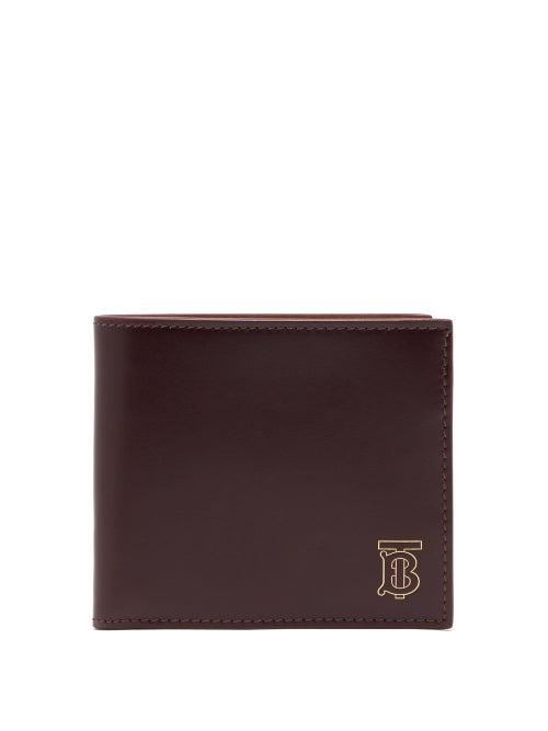 Matchesfashion.com Burberry - Tb Monogram Bi Fold Leather Wallet - Mens - Burgundy