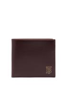 Matchesfashion.com Burberry - Tb Monogram Bi Fold Leather Wallet - Mens - Burgundy