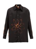 Matchesfashion.com Edward Cuming - X Pattern Chineso Bleached Washed-cupro Shirt - Mens - Black