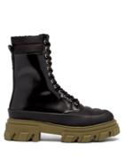 Ganni - Chunky-sole Patent-leather Ankle Boots - Womens - Black Green