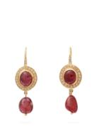 Matchesfashion.com Jade Jagger - Diamond, Spinel & 18kt Gold Drop Earrings - Womens - Red