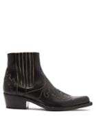 Matchesfashion.com Calvin Klein 205w39nyc - Grained Leather Squared Toe Ankle Boots - Mens - Black