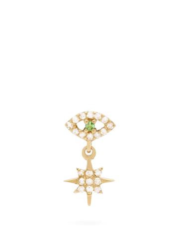 Ileana Makri Diamond, Tsavorite & 18kt Gold Single Earring