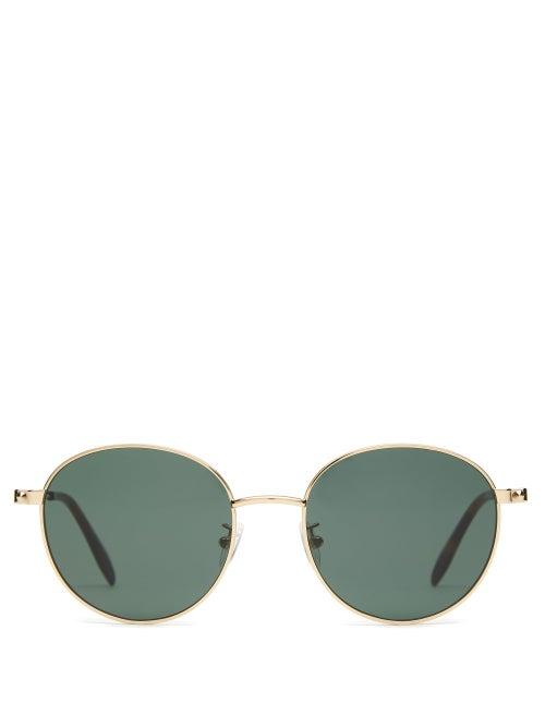 Matchesfashion.com Alexander Mcqueen - Round Metal Sunglasses - Mens - Gold