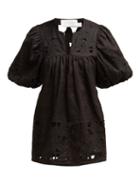 Matchesfashion.com Zimmermann - Juno Embroidered Balloon Sleeve Top - Womens - Black