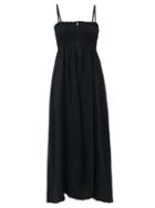 Matchesfashion.com Jil Sander - Zipped Smocked Linen Midi Dress - Womens - Black