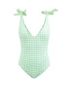 Cossie + Co - The Nikkie Gingham Halterneck Swimsuit - Womens - Green Print