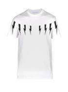 Matchesfashion.com Neil Barrett - Lightning Bolt Print Cotton T Shirt - Mens - White Multi