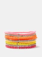 Roxanne Assoulin - Warm Crystal Beaded Bracelet Set - Womens - Yellow Multi